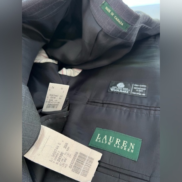 LAUREN RALPH LAUREN GRAY PINSTRIPE MEN'S SUIT 44L - Picture 15 of 17